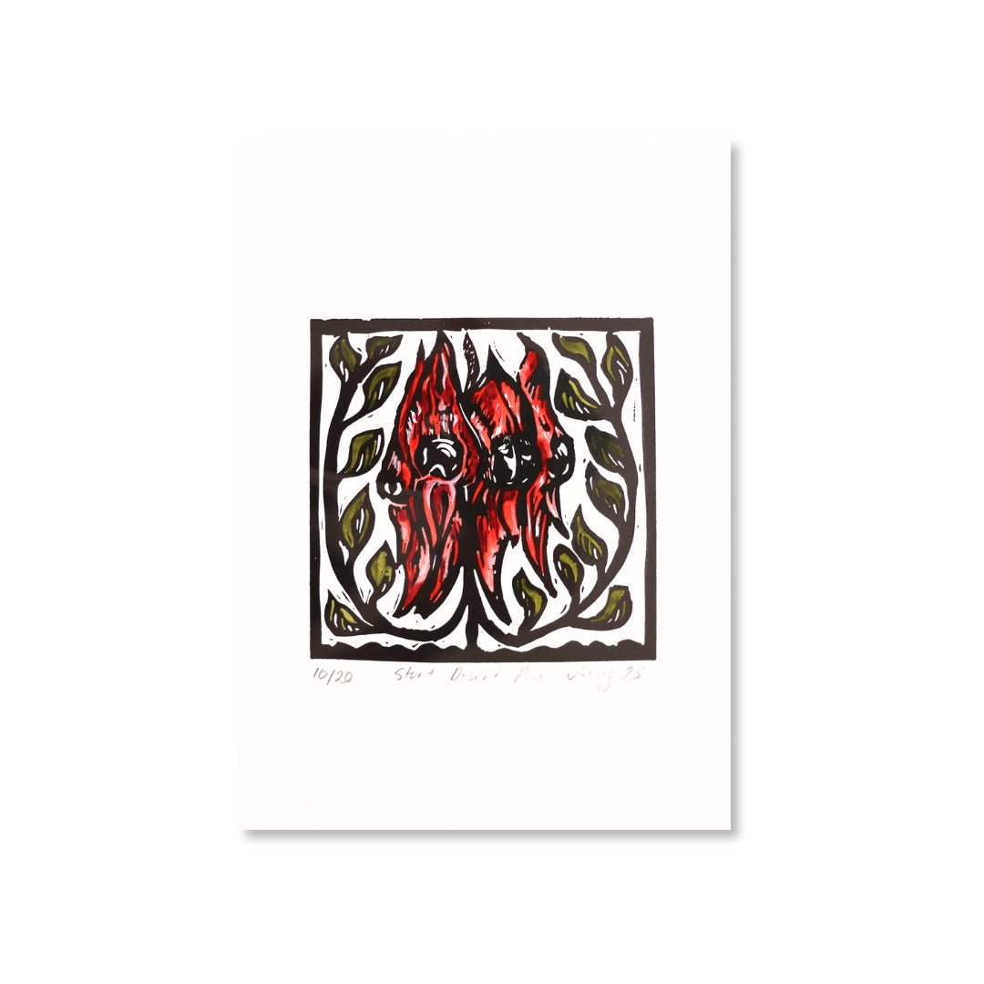 Avy Magarey - Sturt Desert Pea Lino Print
