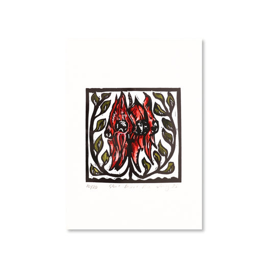 Avy Magarey - Sturt Desert Pea Lino Print